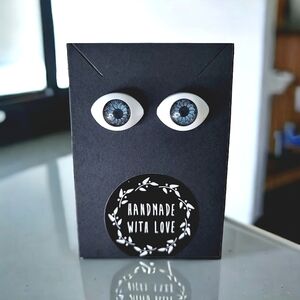 Unique Handmade Eye Earrings Resin and Stainless Steel